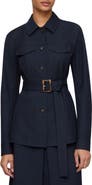 Lafayette 148 New York Techno Stretch Twill Belted Jacket