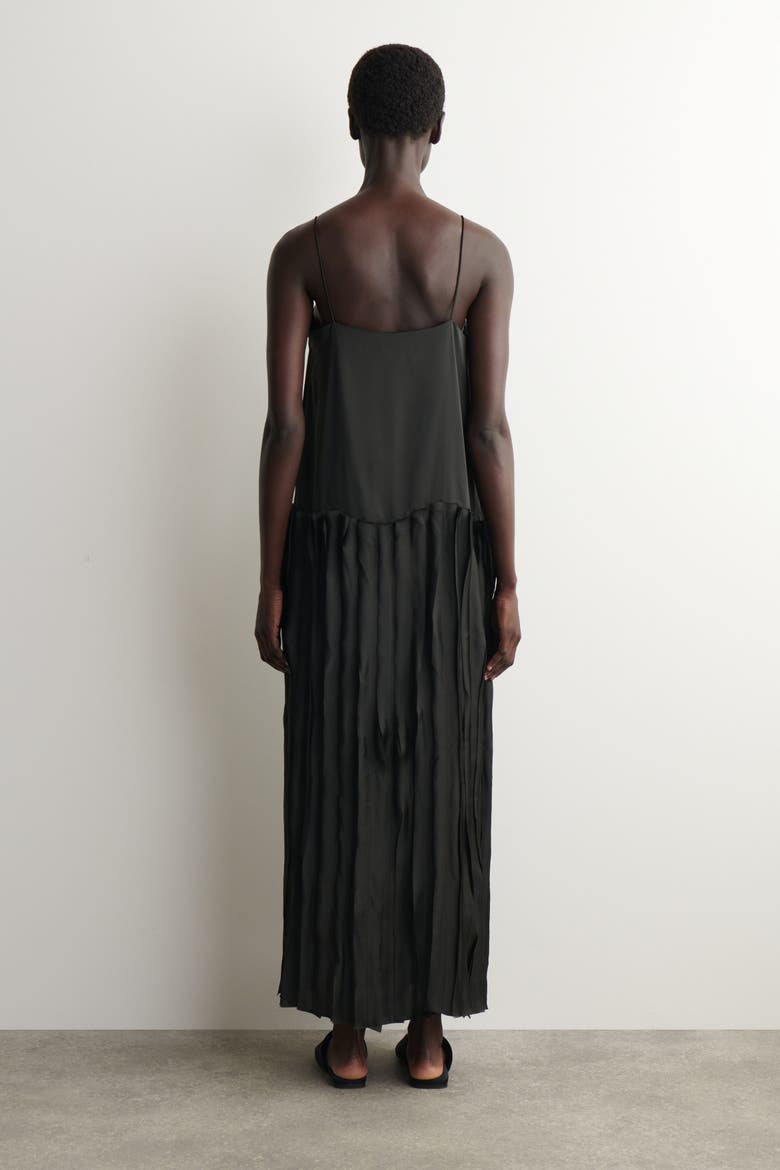 Appliquéd Panelled Midi Dress, Alternate, color, DARK GREEN
