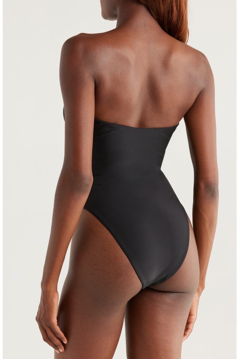 Bianka Plunge One-Piece Swimsuit, Alternate, color, BLACK