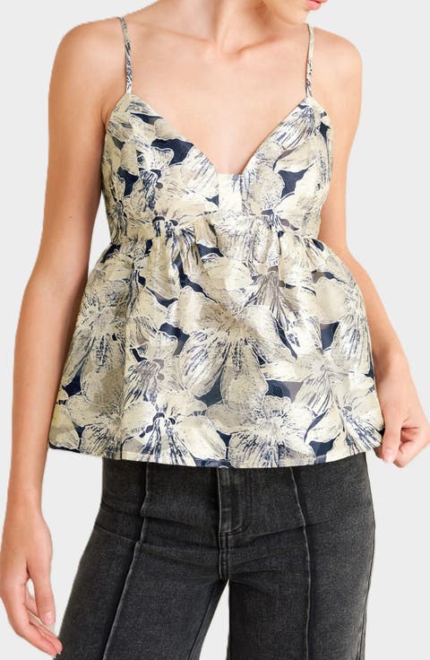 Floral Jacquard Babydoll Camisole