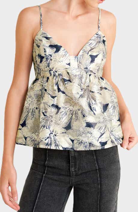 FREEMARKET Floral Jacquard Babydoll Camisole