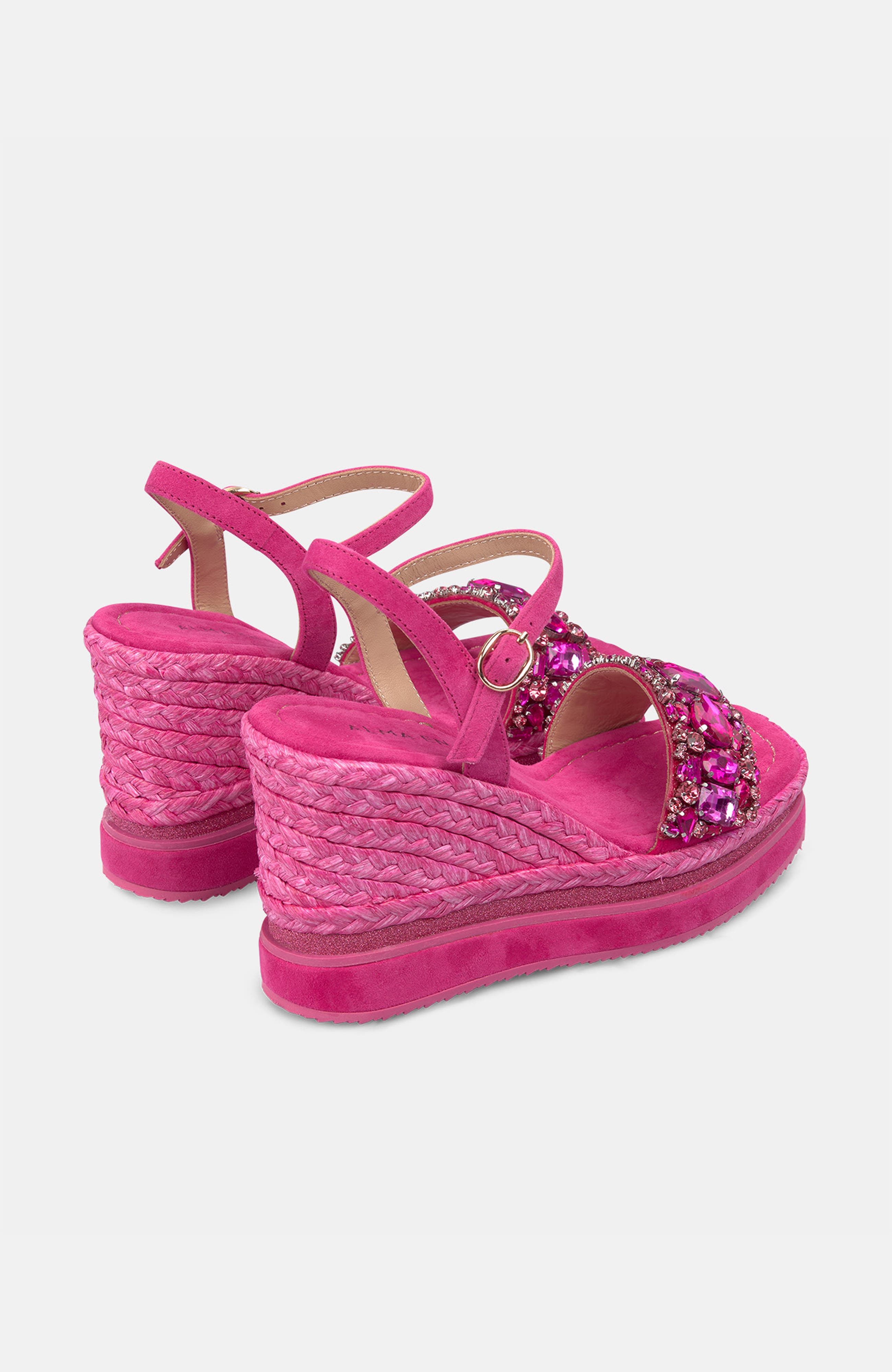 Platform Wedge With Rhinestones, Alternate, color, Pink