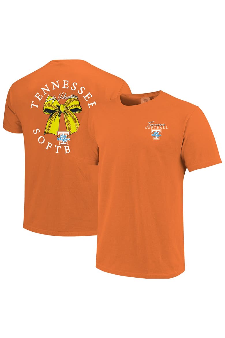 Women's Image One  Tennessee Orange Tennessee Volunteers Comfort Colors Softball Bow T-Shirt, Main, color, Tennessee Orange