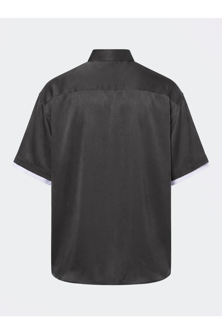 Cupro Double Short Sleeve Shirt, Alternate, color, Navy