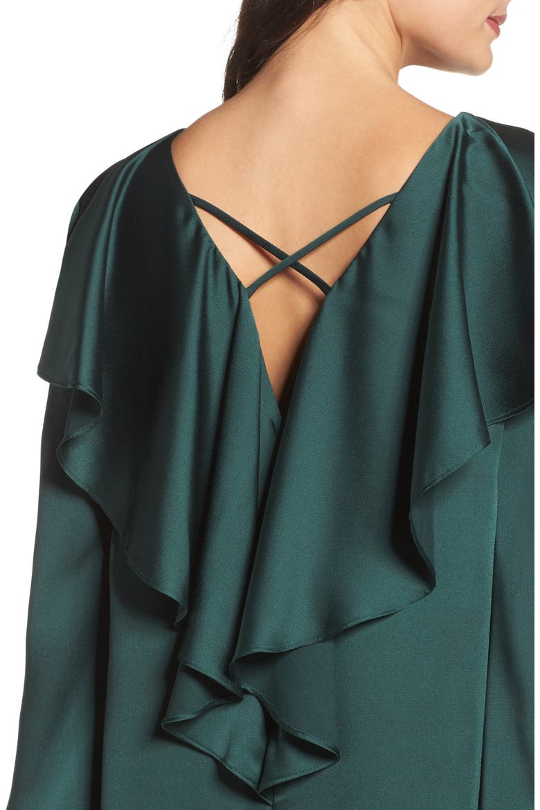 Ruffle Crossback Shift Dress, Alternate, color, GREEN PARK
