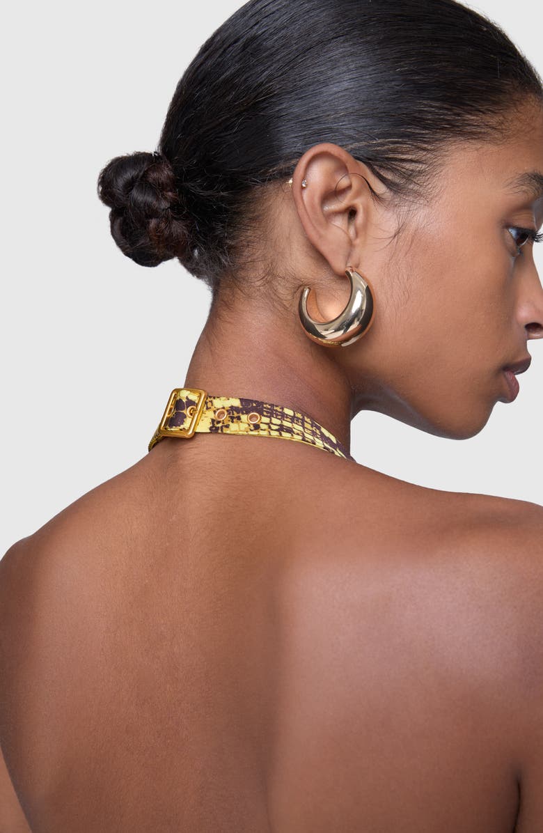 Rebecca Minkoff Isador Snakeskin Print Halter Neck Top, Alternate, color, Buttercream Snake