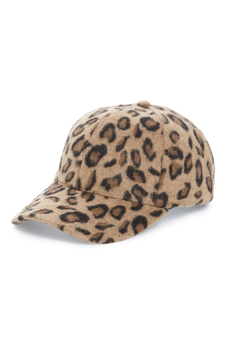 BP. Textured Leopard Print Baseball Cap, Main, color,