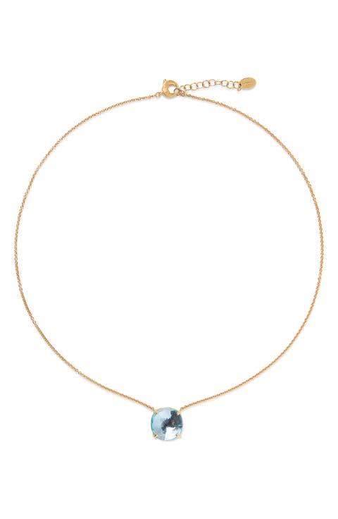 Jaipur 18k Gold Blue Topaz Pendant Necklace