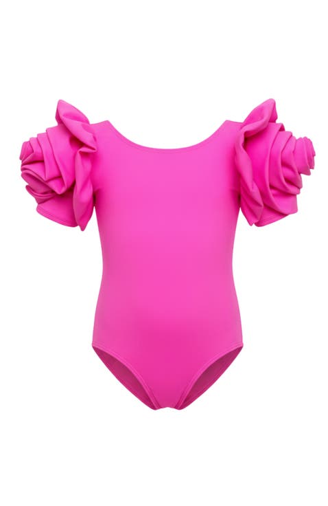 Blooming Rose Sleeve One Piece Swimsuit (Toddler, Little Kid & Big Kid)