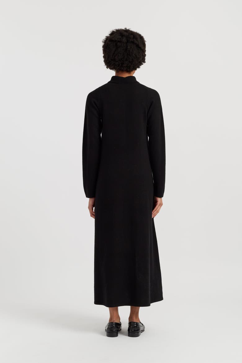 Wool-Cashmere A-Line Polo Dress, Alternate, color, Black