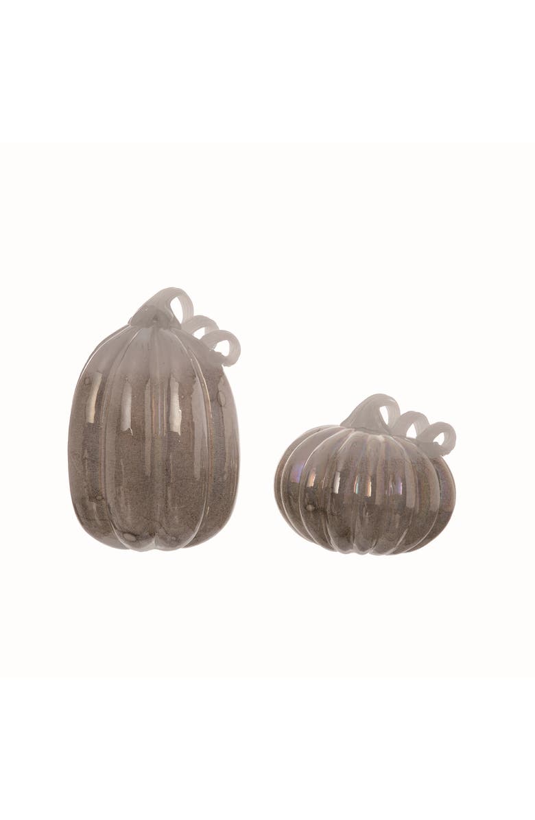 Transpac Glass Silver Autumn Pumpkins Set of 2 Decorative Figurines for Fall, Main, color, Metallic Silver