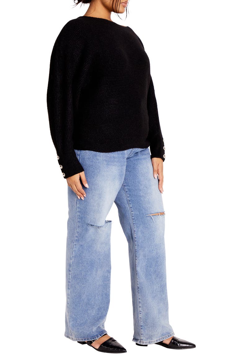 Eleni Slouchy One-Shoulder Sweater, Alternate, color, BLACK