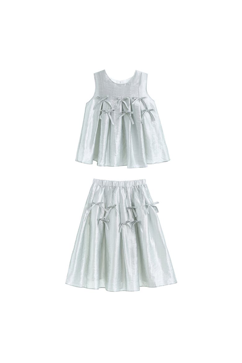 Ruffle Bow Sleeveless Top & Skirt Set, Alternate, color, Metallic