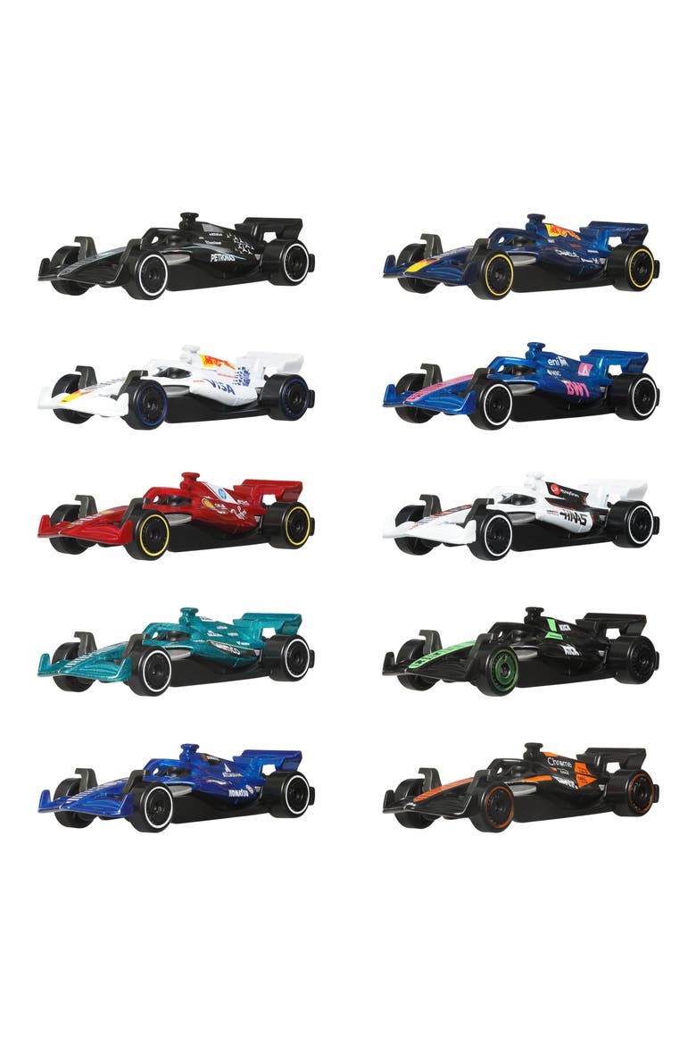 Formula 1 10-Pack Toy Cars, Alternate, color, BLUE MULTI
