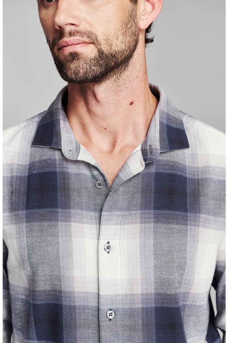 Bold Melangé Plaid Shirt, Alternate, color, CARBON BLUE