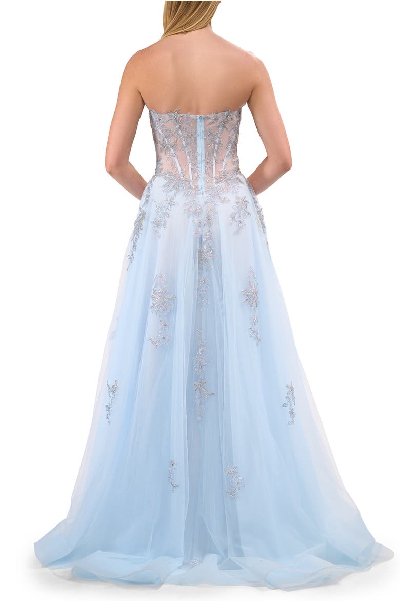 Tulle A-line Prom Dress with Gorgeous Rhinestone Lace Applique, Alternate, color, Light Blue