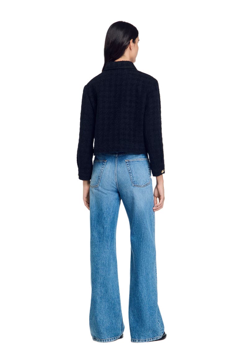 Cropped tweed jacket, Alternate, color, Black