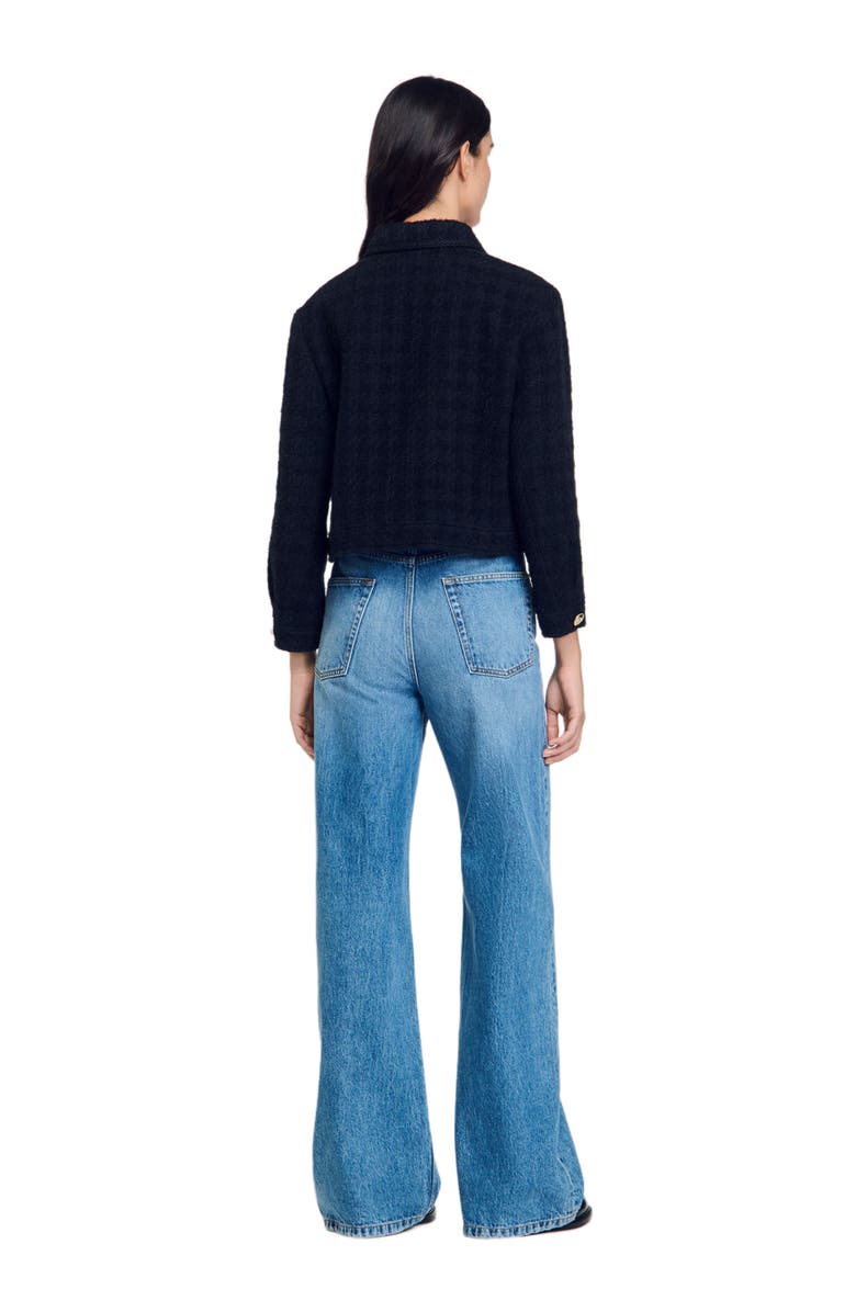 SANDRO Cropped tweed jacket, Alternate, color, 