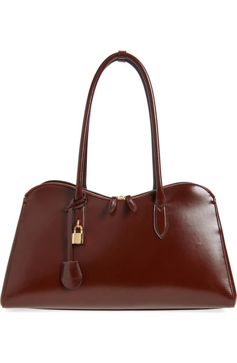 Stella McCartney Ryder Patent Open Tote, Main, color, Mahogany