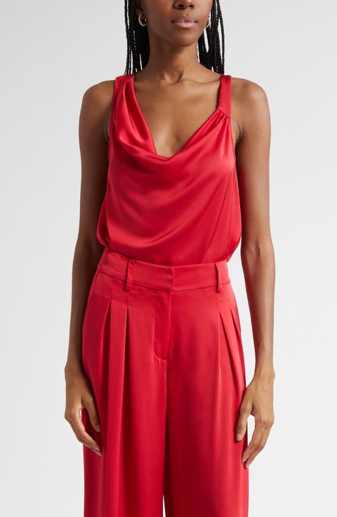 Zoe Cowl Neck Sleeveless Satin Top