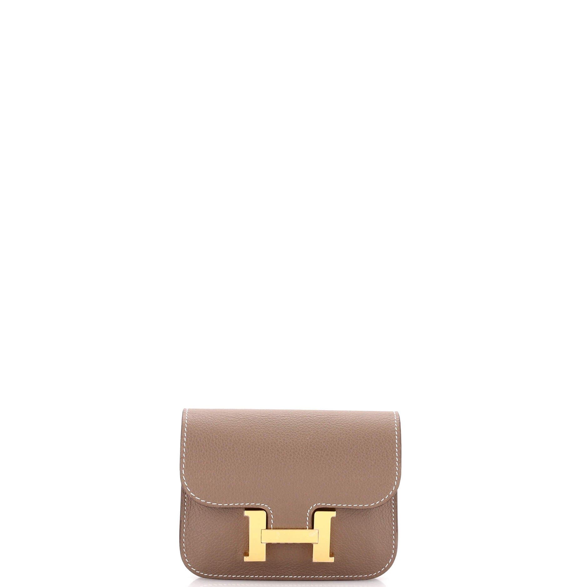 Pre-Owned Hermes Constance Slim Wallet Evercolor, Main, color, Etoupe