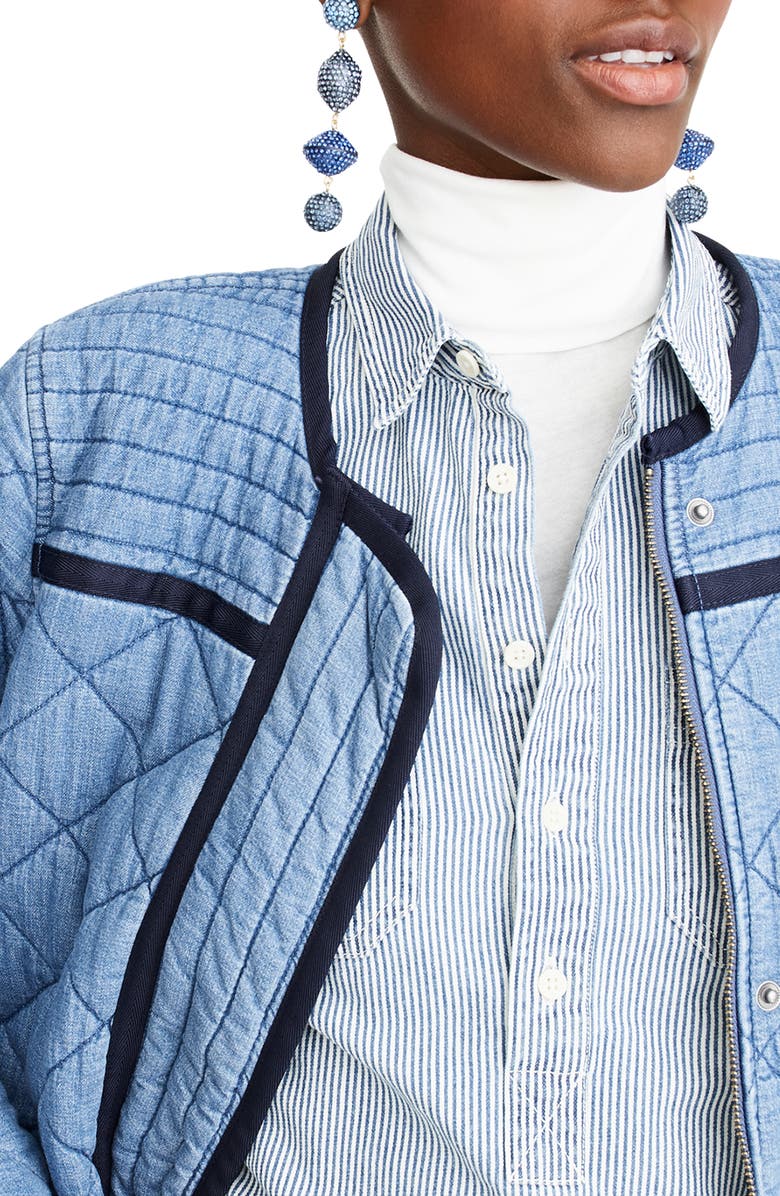J.Crew Quilted Denim Coat, Alternate, color,