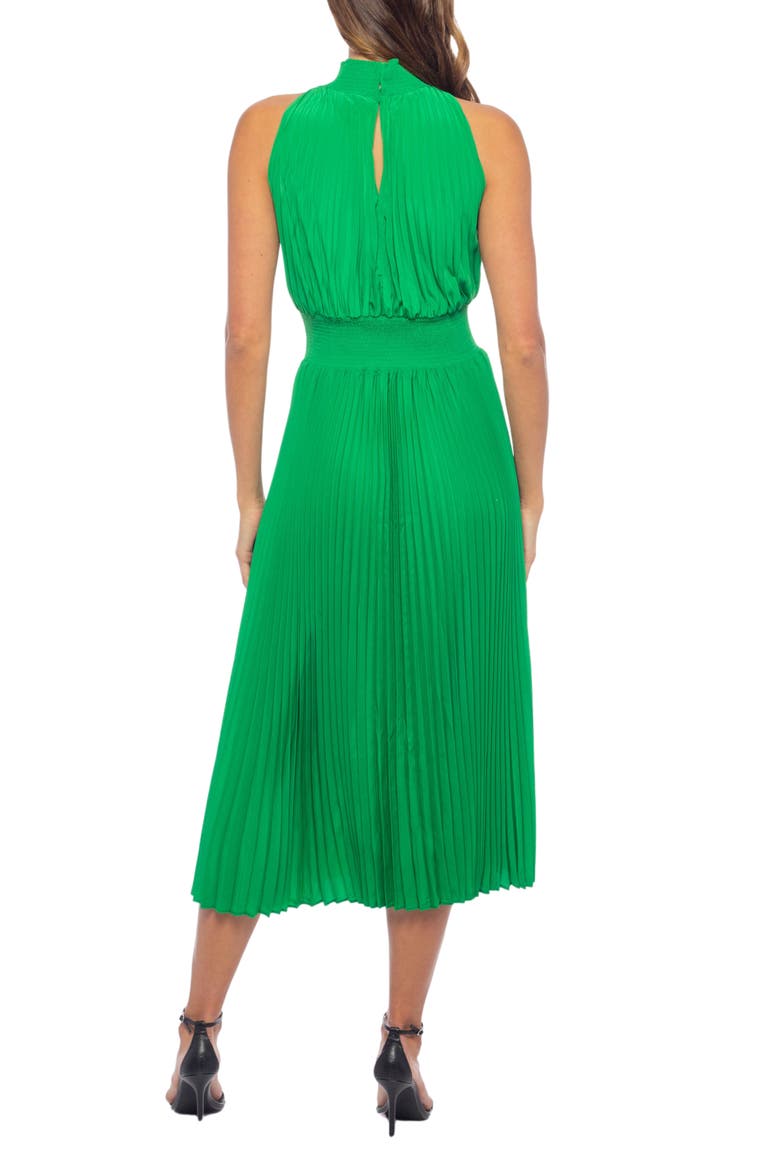 Pleated Midi Dress, Alternate, color, KELLY GREEN