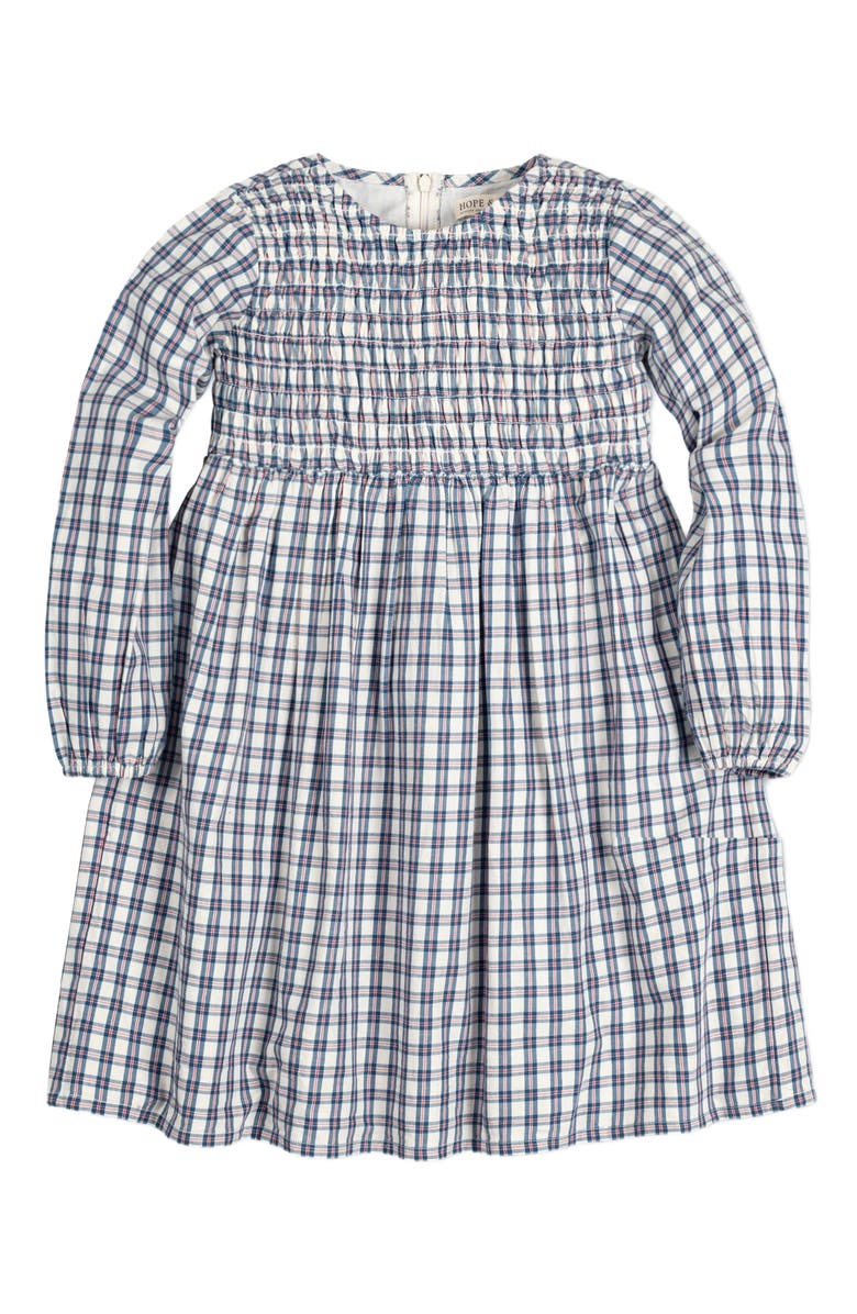 Hope & Henry Girls' Organic Smocked Long Sleeve Dress, Toddler, Alternate, color, 