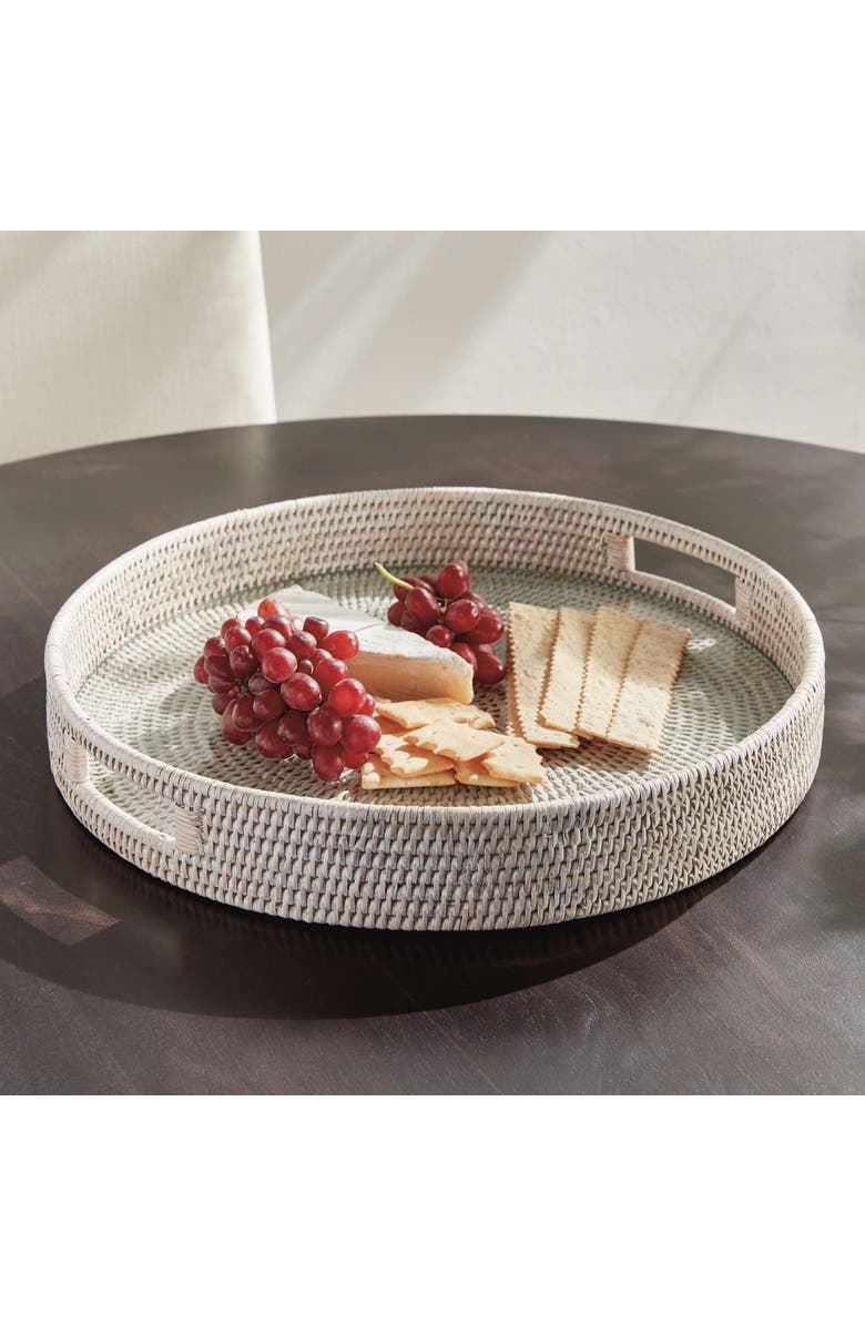 Napa Home & Garden Burma Rattan Round Serving Tray Large, Alternate, color, White
