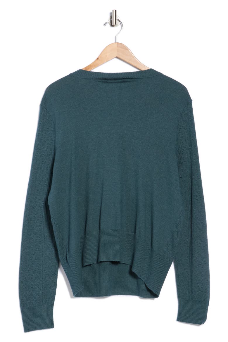 Pointelle Stitch Vintage Sweater, Alternate, color, DARK TEAL