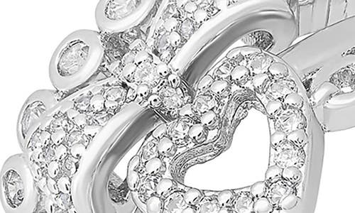 Hmy Jewelry Heart Simulated Diamond Pavé Stacked Ring In Metallic