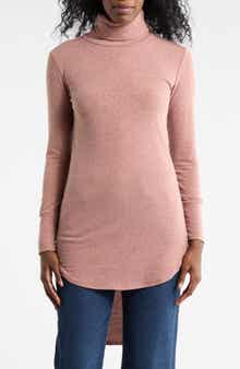GO COUTURE Turtleneck High-Low Tunic Sweater