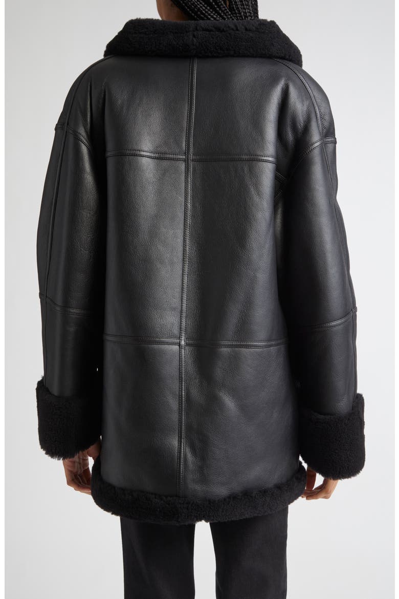 Totême Menfi Oversize Genuine Shearling Coat, Alternate, color, BLACK