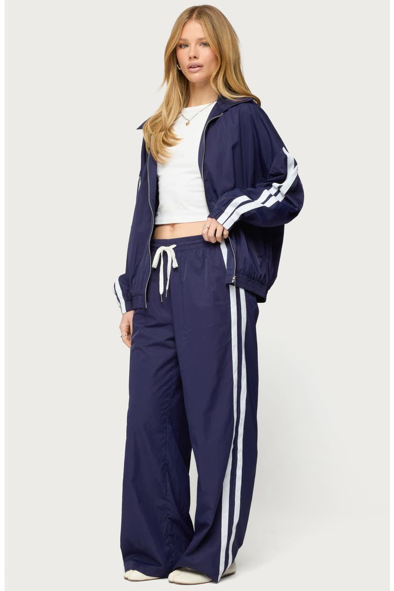 Kieran Stripe Nylon Track Jacket, Alternate, color, NAVY