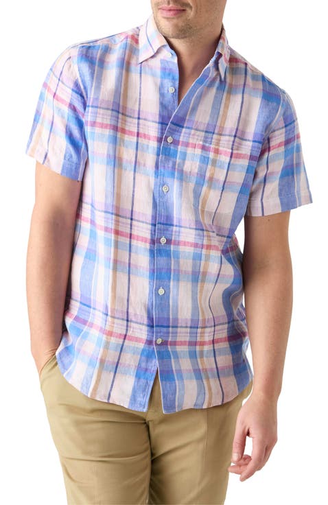 Morgan Plaid Linen Short Sleeve Shirt