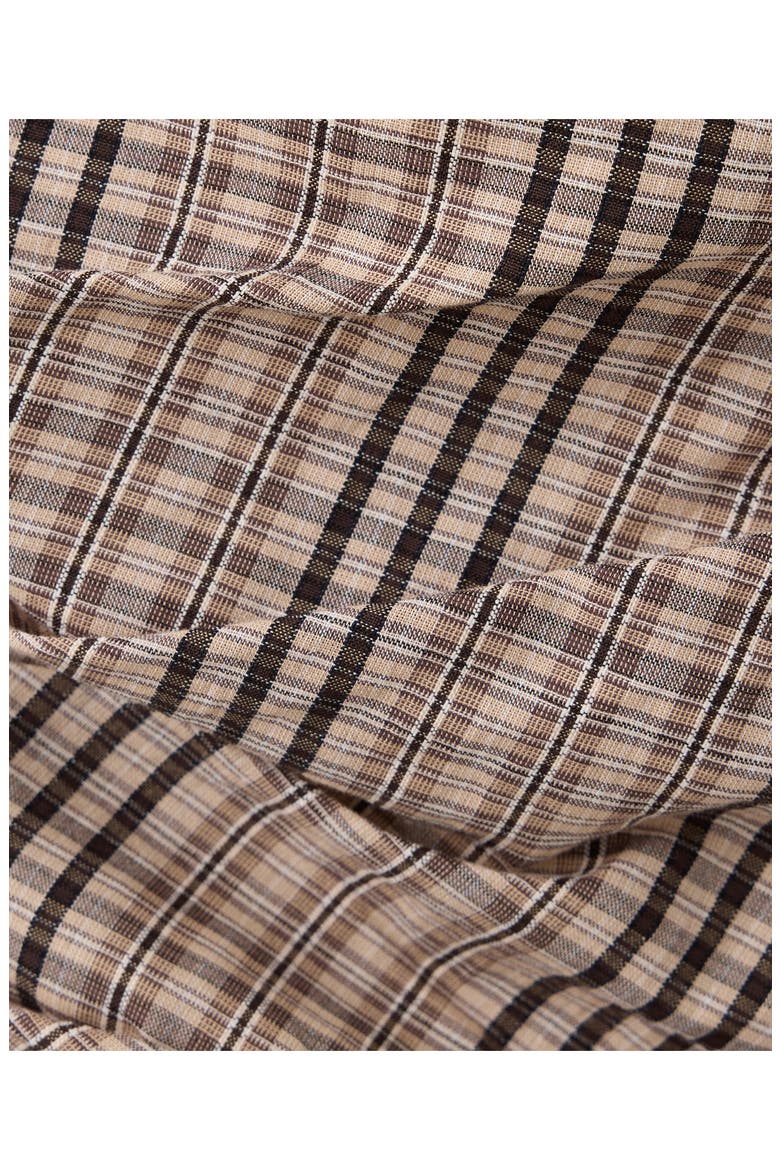 Viv Off the Shoulder Plaid Minidress, Alternate, color, BEIGE