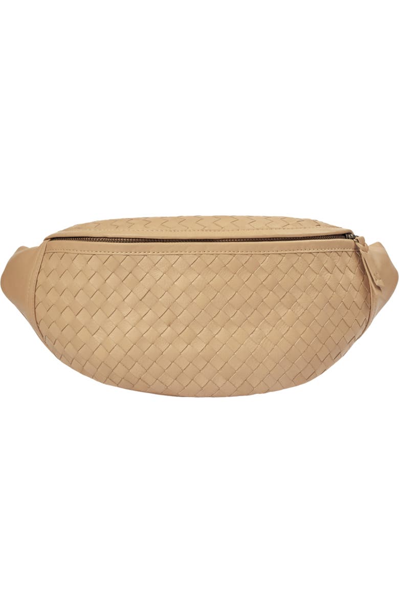 Mandrn Woven Leather Crossbody Bag, Main, color, Sand