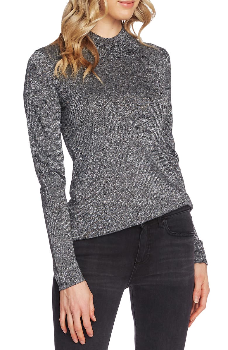 Vince Camuto Metallic Mock Neck Sweater, Main, color, 