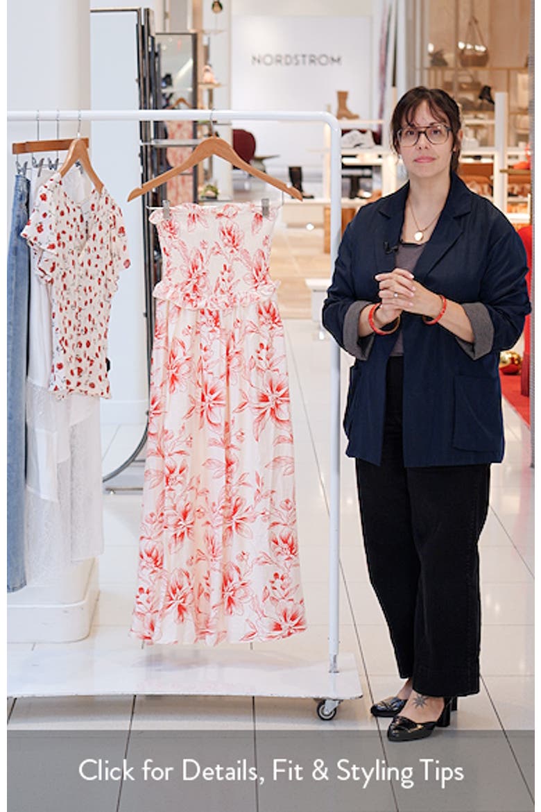 Aviana Floral Print Strapless Midi Dress video