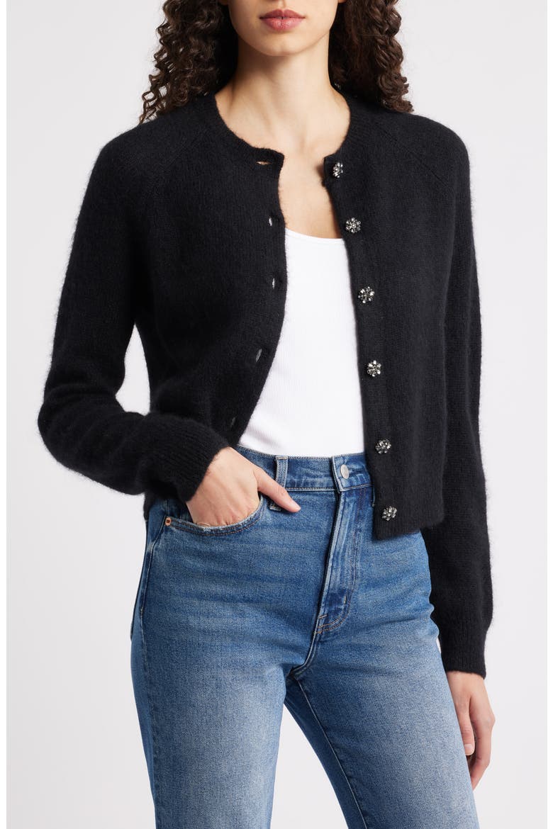 Petra Alpaca & Merino Wool Blend Cardigan, Alternate, color, BLACK