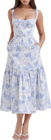 Elia Floral Stretch Cotton Blend Corset Sundress