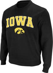 COLOSSEUM Men's Colosseum Black Iowa Hawkeyes Arch & Logo Crew Neck Sweatshirt