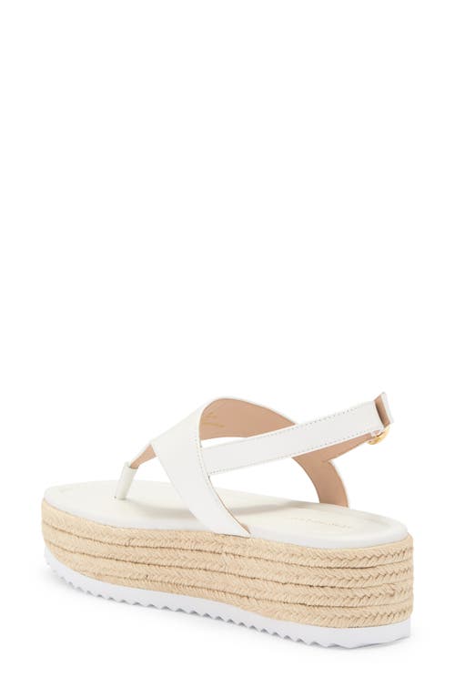 Stuart Weitzman Mel Leather Espadrille Flatform Sandal In White.