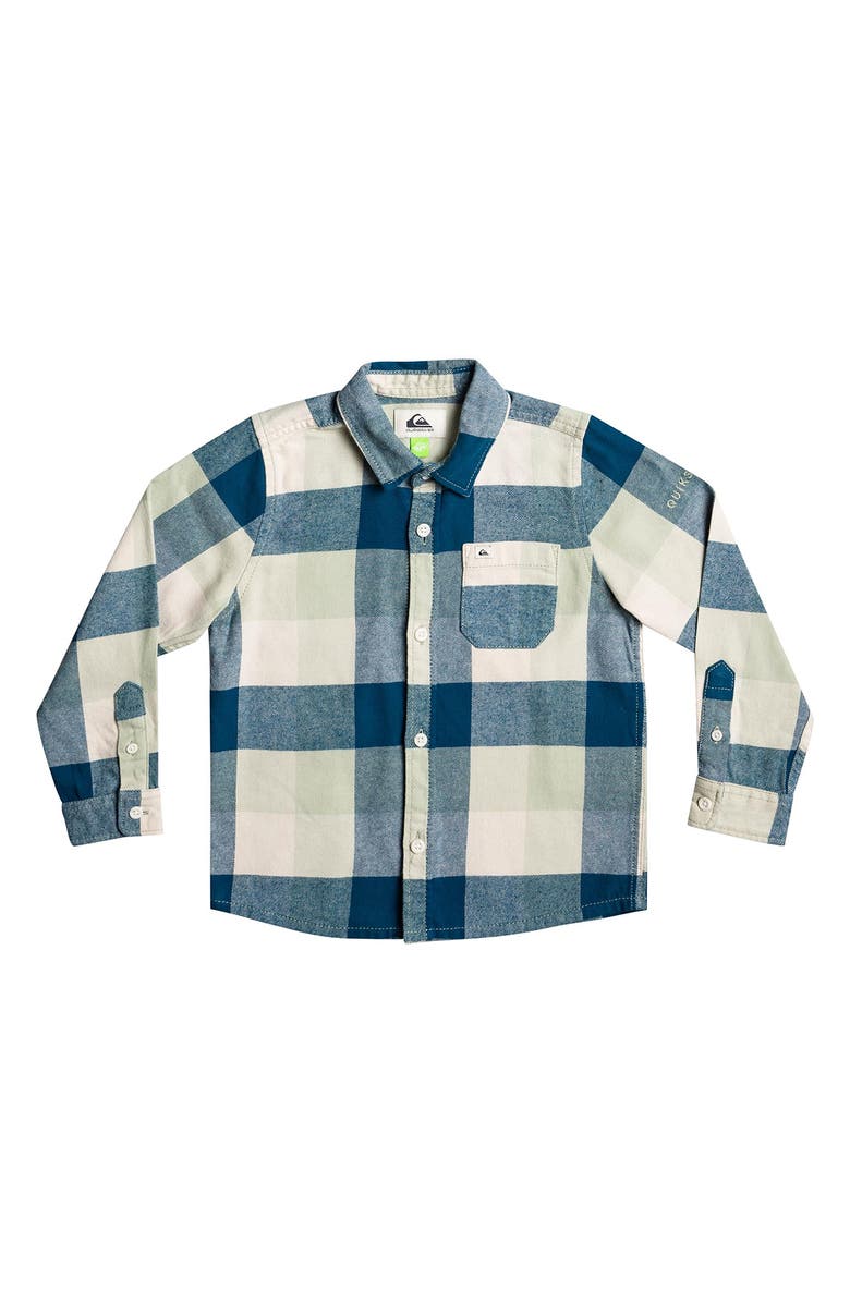 Quiksilver Kids' Motherfly Buffalo Check Organic Cotton Flannel Button-Up Shirt, Main, color, 