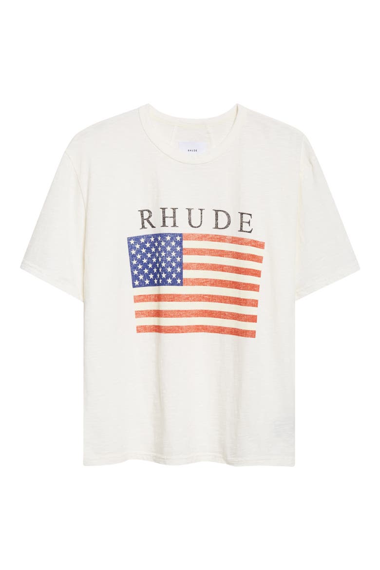 USA Flag Slub Cotton Graphic T-Shirt, Alternate, color, VINTAGE WHITE/ BLACK