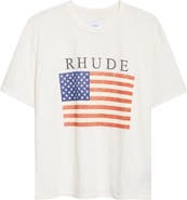 Rhude USA Flag Slub Cotton Graphic T-Shirt
