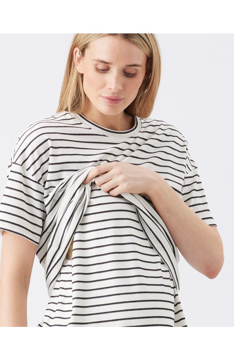 Ripe Maternity Jada Stripe Nursing Tee, Alternate, color, White / Black