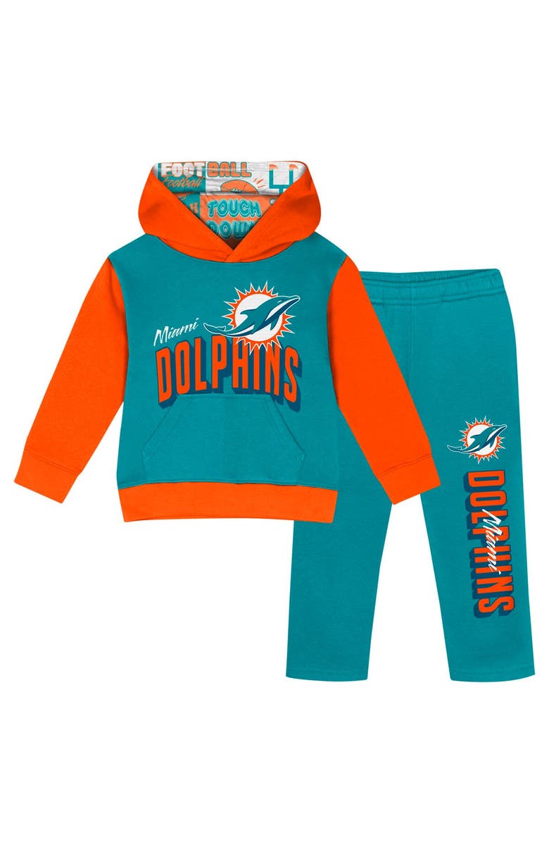 Outerstuff Toddler Miami Dolphins Coin Toss Pullover Fleece Hoodie & Pants Set, Alternate, color,