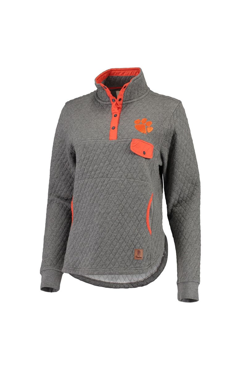 PRESSBOX Women's Pressbox Heathered Gray/Orange Clemson Tigers Magnum Quilted Quarter-Snap Pullover Jacket, Alternate, color, 
