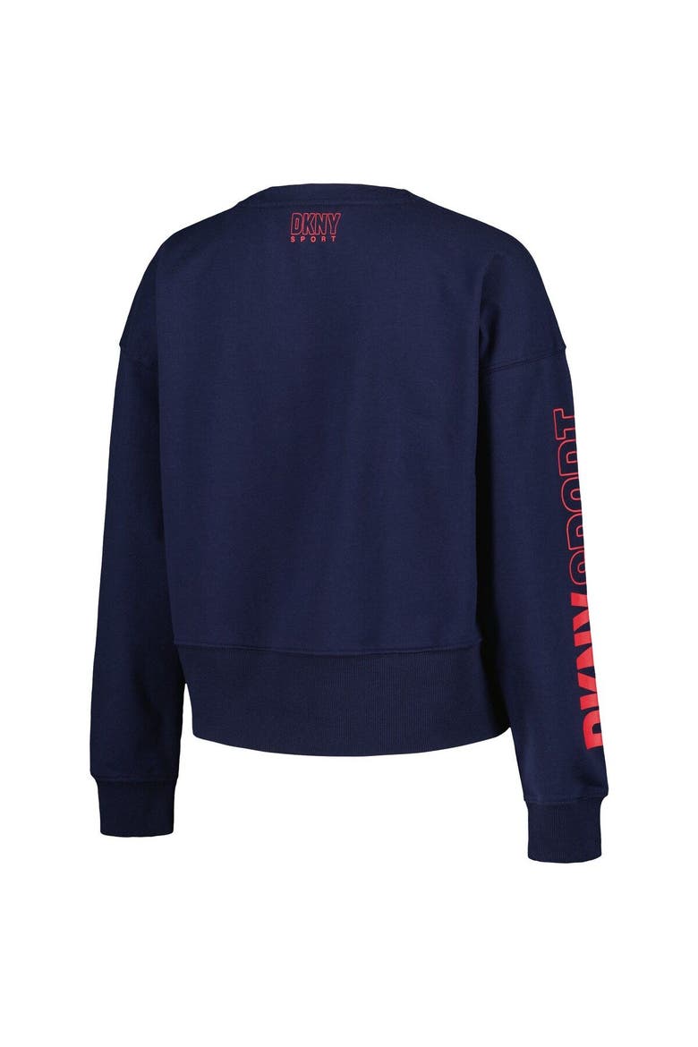 Women's DKNY Sport Navy Cleveland Guardians Lily V-Neck Pullover Sweatshirt, Alternate, color, Navy